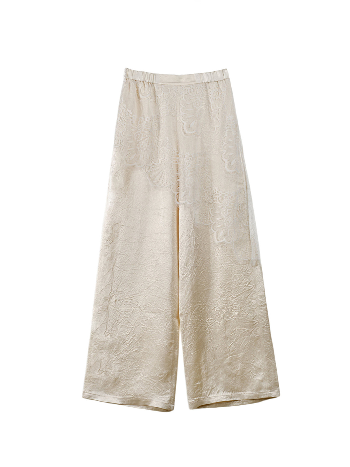 Quần culottes ống rộng ren phối layer phong cách quốc phong mới hè — màu đen, màu hồng, màu trắng, màu xám chi tiết 5