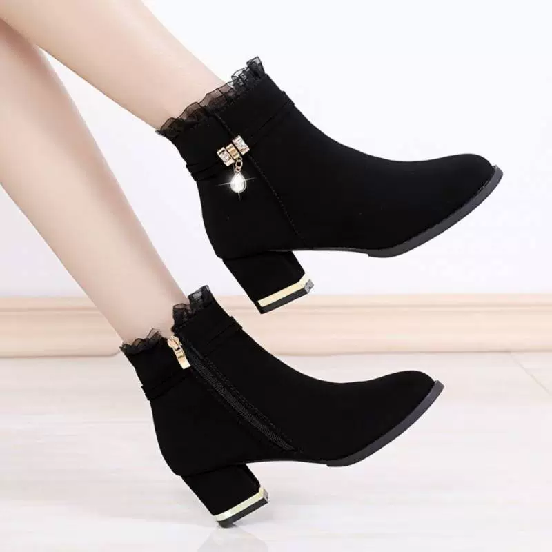 Fleece keep warm suede universal low boots with zipper, 2021 collection