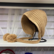 杨幂同款黑色帽子女秋冬潮包头百搭保暖可爱大头围毛线帽针织帽子