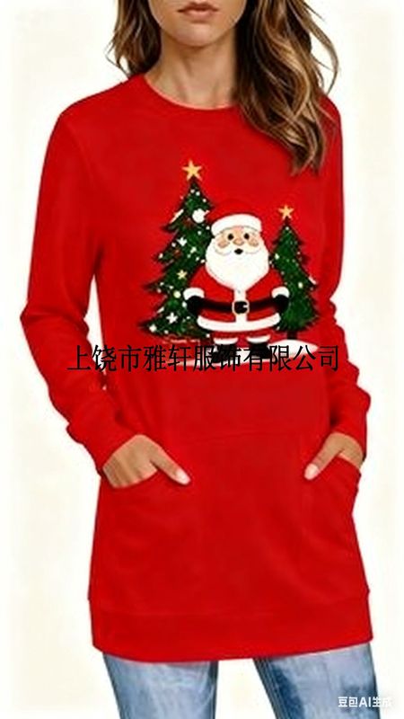 2025独立站亚马逊欧美3D数码印花女款圣诞圆领长袖卫衣时尚百搭|undefined