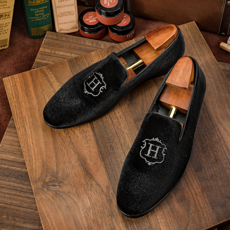 350-Y20 British Men's Embroidered Slip-On Loafers Casual Shoes Velvet Loafers Retro Smoking Shoes 350-Y20 British Men's Embroidered Slip-On Loafers Casual Shoes Velvet Loafers Retro Smoking Shoes