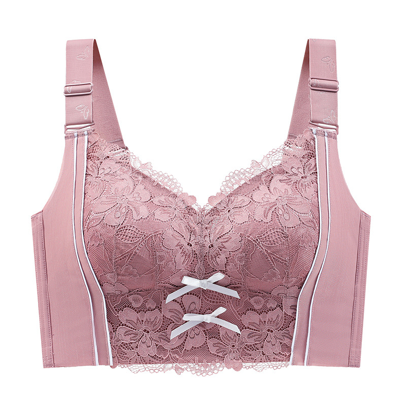 Ropa interior ajustable para mujeres pechos grandes que se reúnen y se reúnen para evitar la caída sin anillo de acero bra de gran tamaño