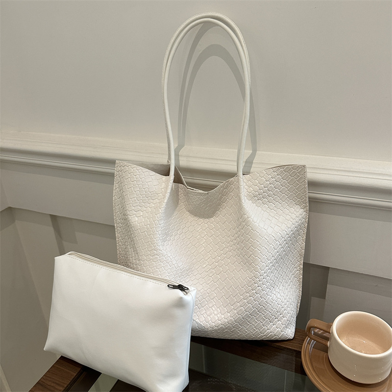 Relajación retro 2025 nueva moda tejida bolso Tote bolso casual para niños y madres bolso literario de un solo hombro para axila