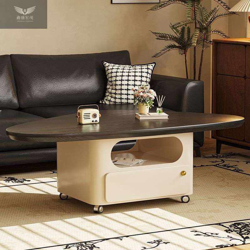 Mesa de centro de estilo crema francesa de madera maciza, sala de estar, hogar, apartamento pequeño, moderno, simple, ligero, de lujo, mesa de té móvil de alta gama