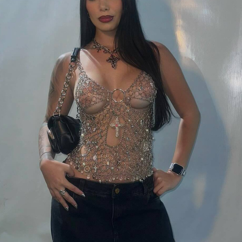 L7324Y European and American Cross-Border Amazon Multi-Layer Luxury Vest Top Chain Chest Chain Real Shot