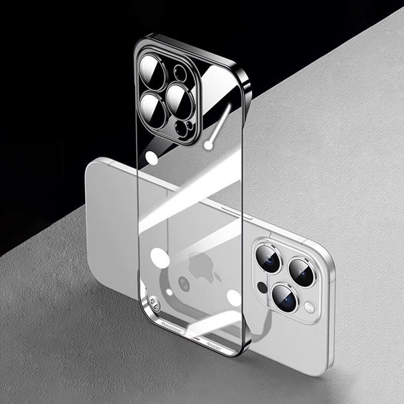 For IPhone Apple 13/14/15/16 Pro/ max mobile phone case half-pack plating transparent ultra-thin anti-fall For IPhone Apple 13/14/15/16 Pro/ max mobile phone case half-pack plating transparent ultra-thin anti-fall