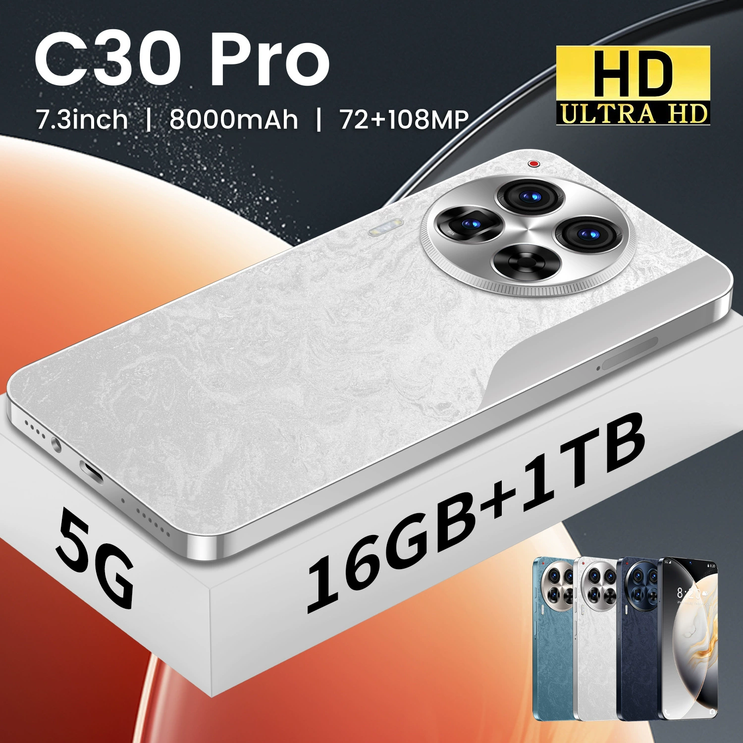 (Cross-border trading), mobile phone, C30, pro7, 7.3 inch, Android