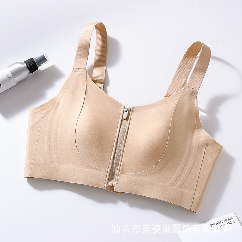 猫人兔耳杯提拉薄款大胸显小内衣女前拉链易脱提拉粉底液文胸罩女|undefined