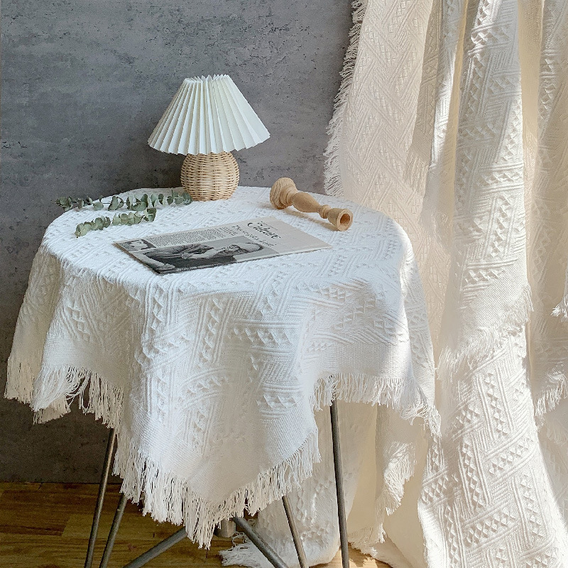 Three-dimensional Pattern Tassel Tablecloth Photo Props Background Cloth Simple ins Home Nordic Style Waffles Dining Cloth