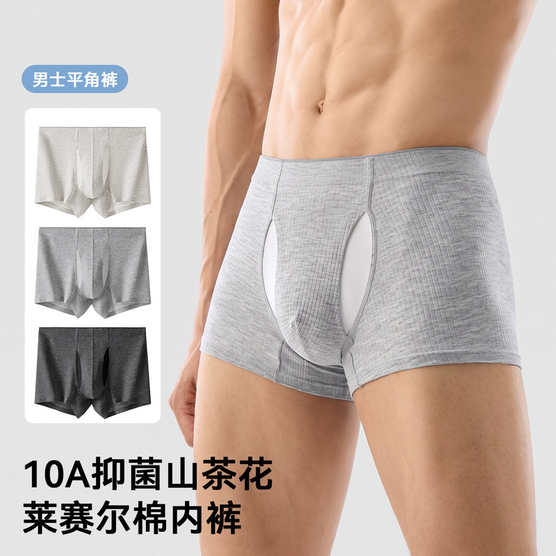 10A Antibacterial Camellia Lyocell Cotton Comfortable Double C Seamless Breathable Contrast Color Waistband Sexy Men's Boxer Briefs