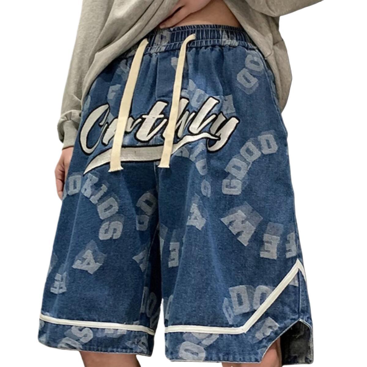 Washed Denim Shorts Men's Summer Thin Mid-length Pants American-style Street All-match Loose Straight Sports Shorts