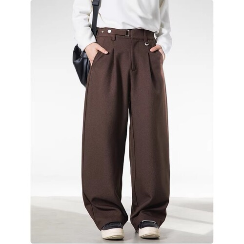 fashion brand solid color high-quality straight straight line hanging solid color western pants men's American retro loose wide-leg all-match casual pants