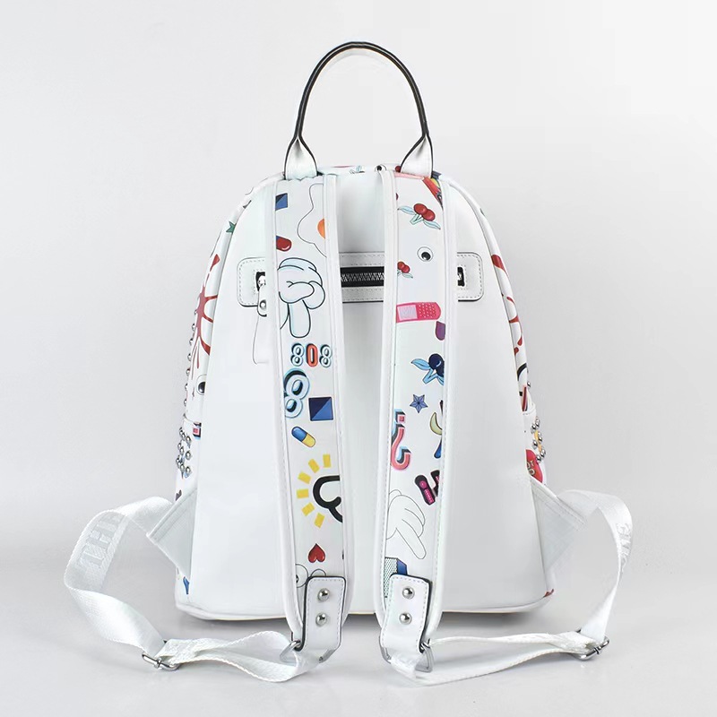 Práctica mochila de viaje con acolchado de algodón para reducir peso, unisex, modelo 2020 blanco.
