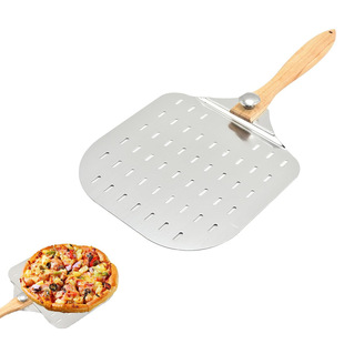 12inch Pizza Peel with Wooden Handle and Holes, Pizza Peel Wooden Handle Rotatable, Pizza Transfer Tool Yq