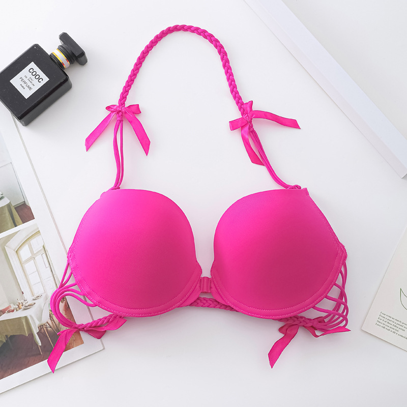 Comercio exterior ropa interior spot brillante sin marcas colgar cinturón de cuello de espalda grande sujetador de abrazadera de espalda sexy belleza de moda sujetador de chicas