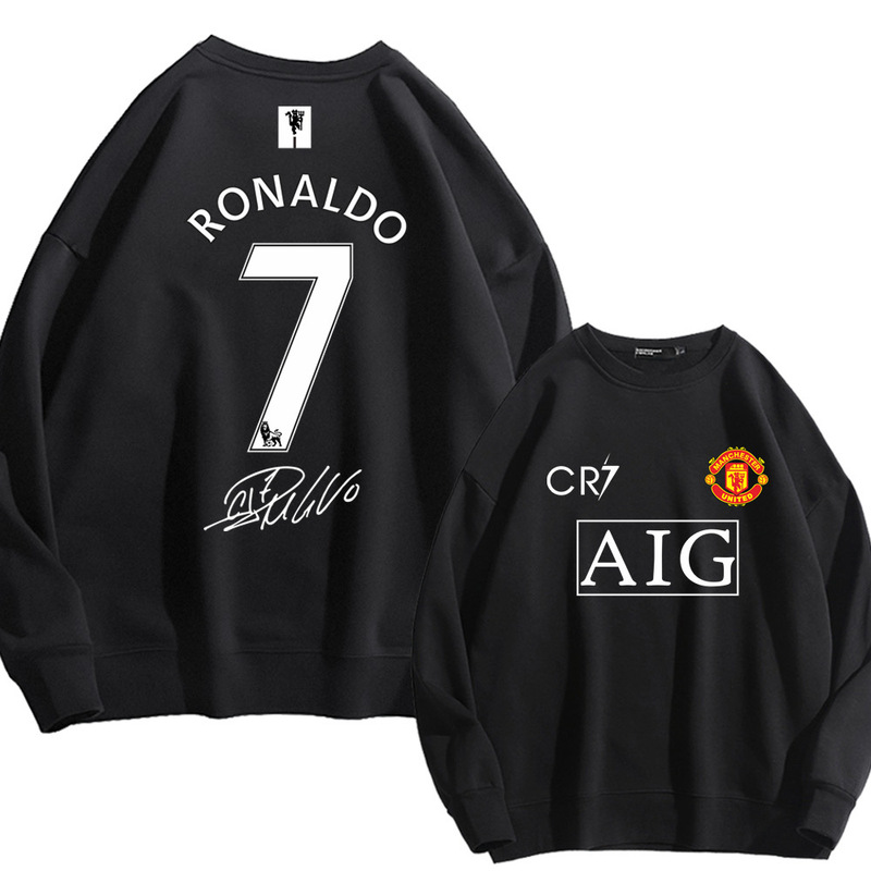 Cristiano Ronaldo Aig Manchester United Ronaldo No. 7 Cr7 Round Neck Sweatshirt Trendy Football Cross-Border Loose Autumn and Winter Bottoming Shirt