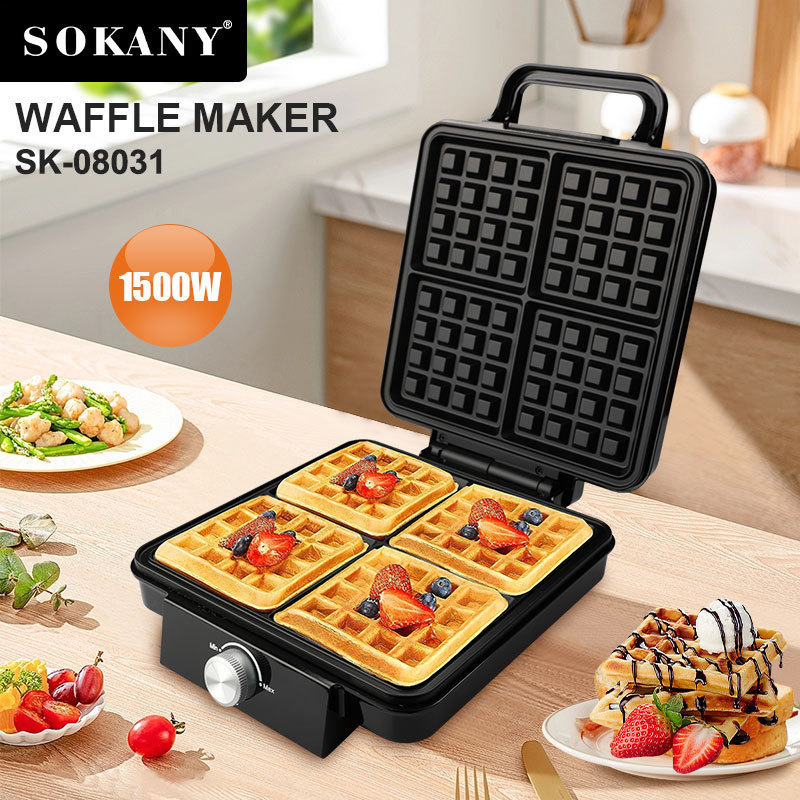 Foreign Trade Waffle Maker Four-Slice Breakfast Machine Kitchen Appliance Sandwich Maker Electric Griddle Grill 08031Sokany
