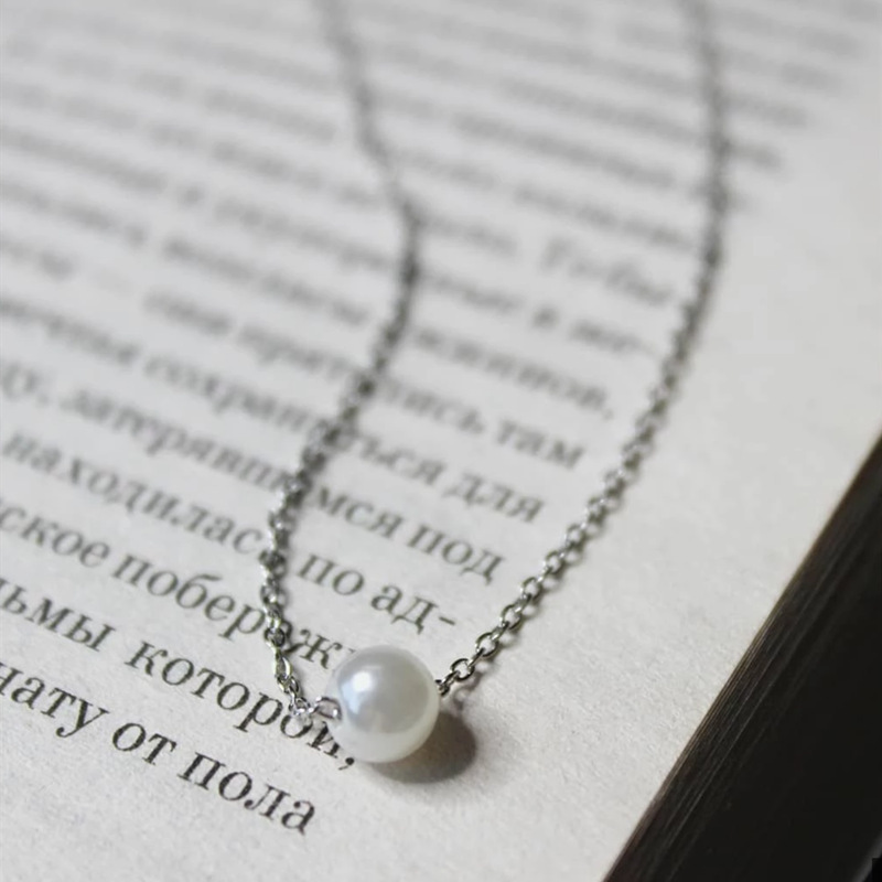 Colar de pérolas elegante para mulher joia minimalista de metal_voghion.com