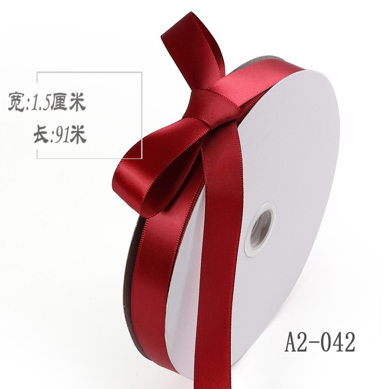 1,5 cm cinta de poliéster arco DIY cinta de la boda flores caja de regalo de frutas ropa de embalaje de satén cinta de color