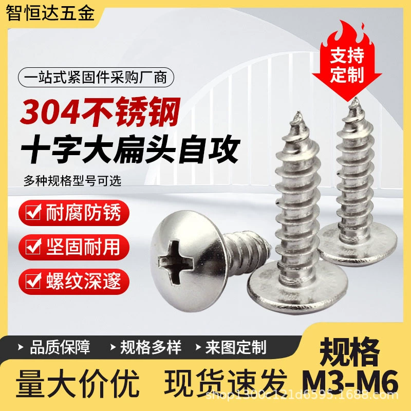 Саморезы с большой плоской головкой и крестообразным шлицем из нержавеющей стали 304 TA с грибовидной головкой, винты с большой зонтичной головкой/саморезы