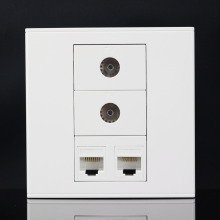 86型2个CAT5E网络网口加2个TV有线闭路电视组合面板 电脑电视模块