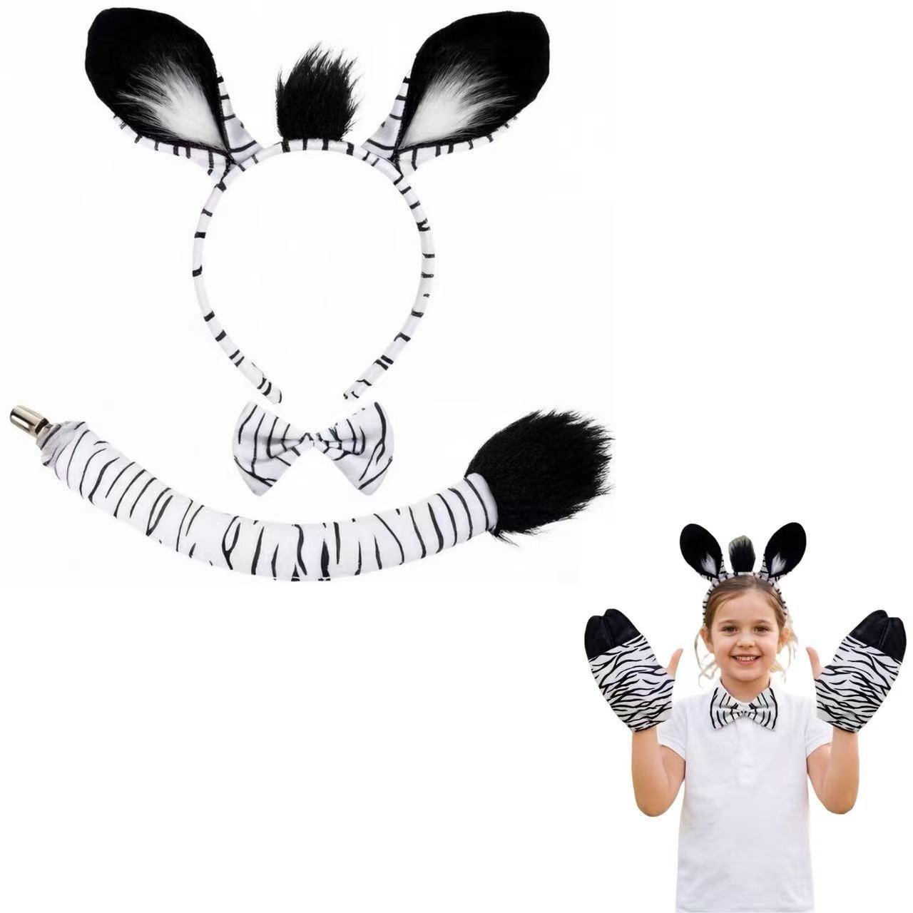 New jungle animal headdress furry zebra ears carnival performance props suit holiday party gift