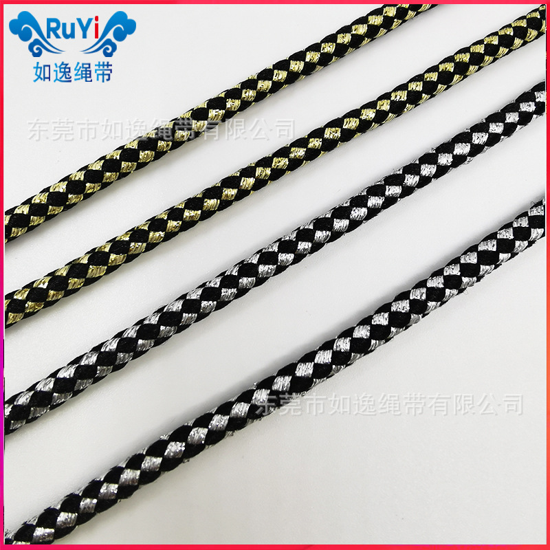 金银线涤纶圆绳卫衣帽绳裤腰抽绳时尚服装辅料厂家透明胶片啤嘴