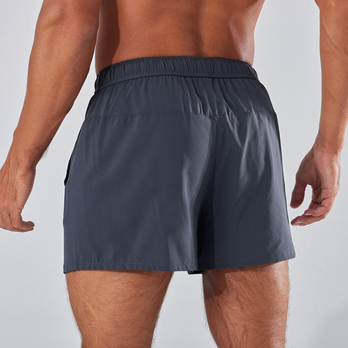 Summer fitness shorts men's running training quarter pants casual fitness large size quick-drying double layer sports shorts