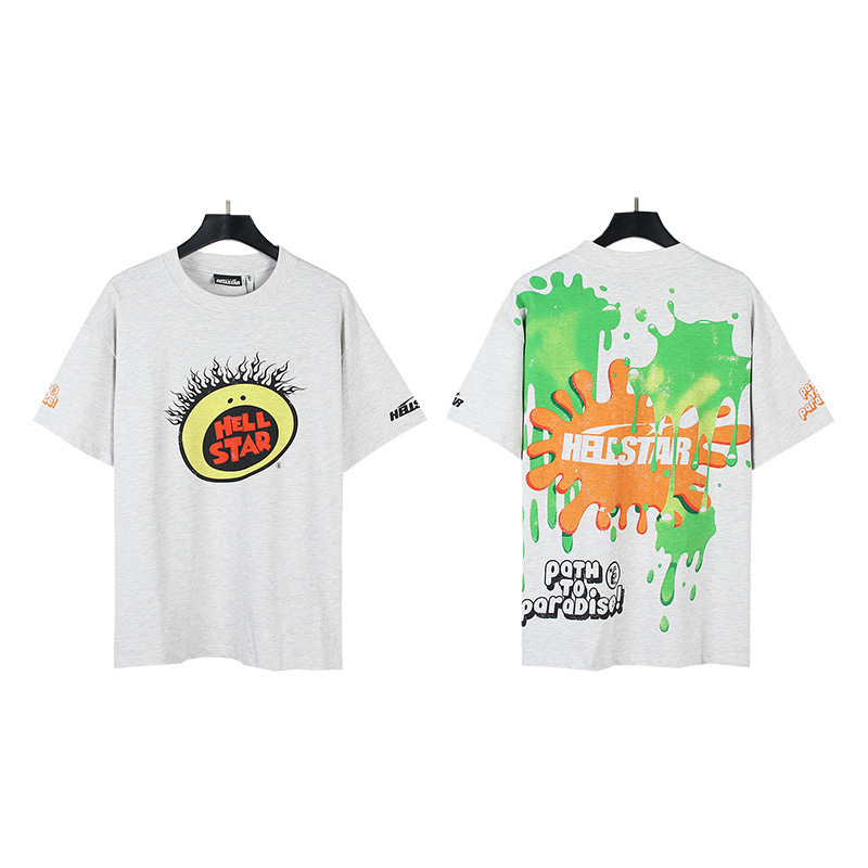 新型美潮Hの星シリーズプリント双紗純綿カジュアル男女夏カジュアルゆったり半袖tシャツ|undefined