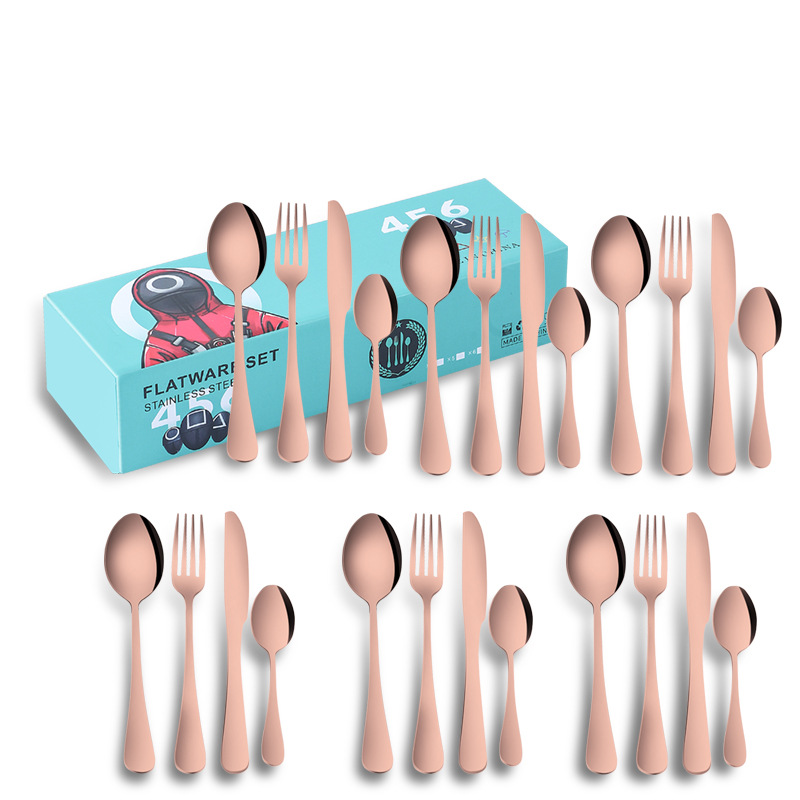 Amazon transfronteriza 1010 vajilla de acero inoxidable conjunto de 24 piezas cuchillo de filete occidental, tenedor y cuchara traje de celebridad de Internet regalo de vacaciones