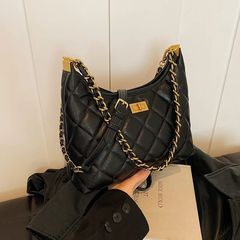 小香風包2025新型ファッション高級質感菱格シングル肩斜めショルダーバッグ気質カジュアルコンビネーション脇下包