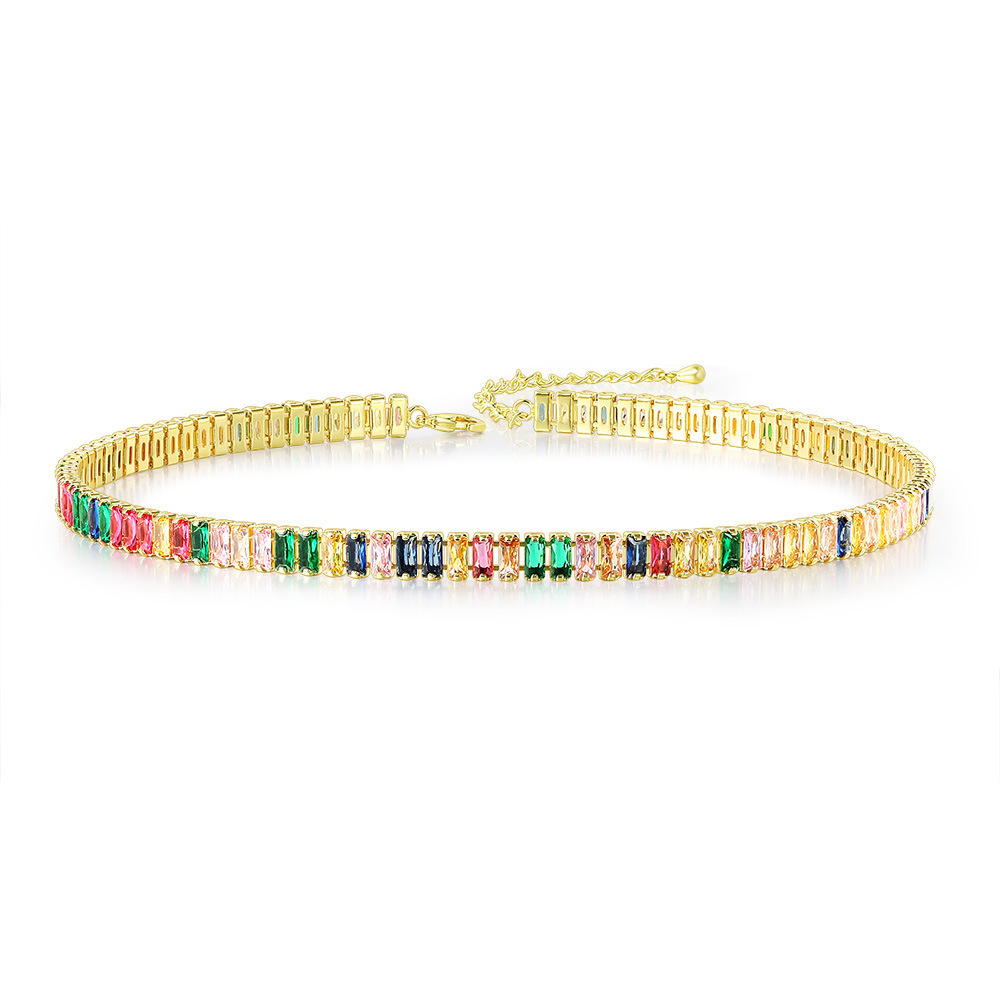 Zircon Tennis Neckchain For Men And Women, Rectangular Necklace_voghion.com