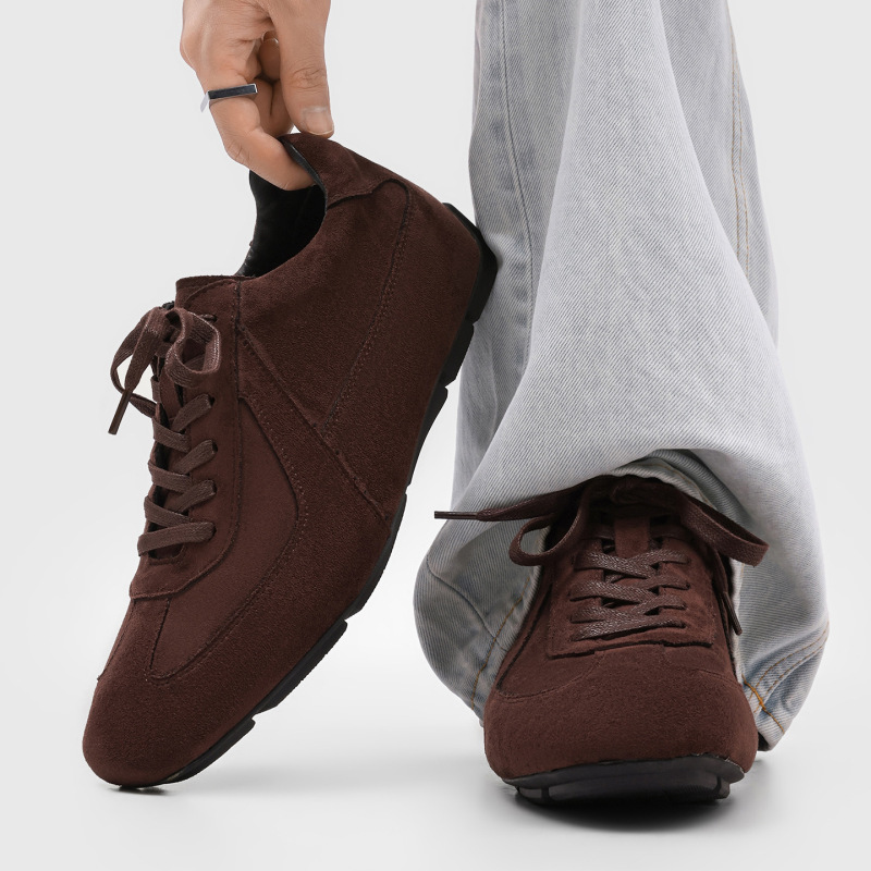 Cleanfi Men's Training Shoes with 5cm Internal Height Increase, Minimalist Suede Retro High-End Boxing Training Shoes 13133