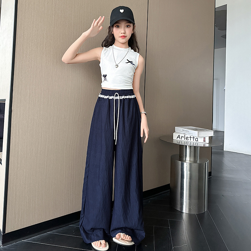Girls' Pants Summer Thin Style 2026 New Model for Older Girls Loose Ice Silk Wide-Leg Pants Children's Summer Quick-Dry Mosquito-Proof Pants