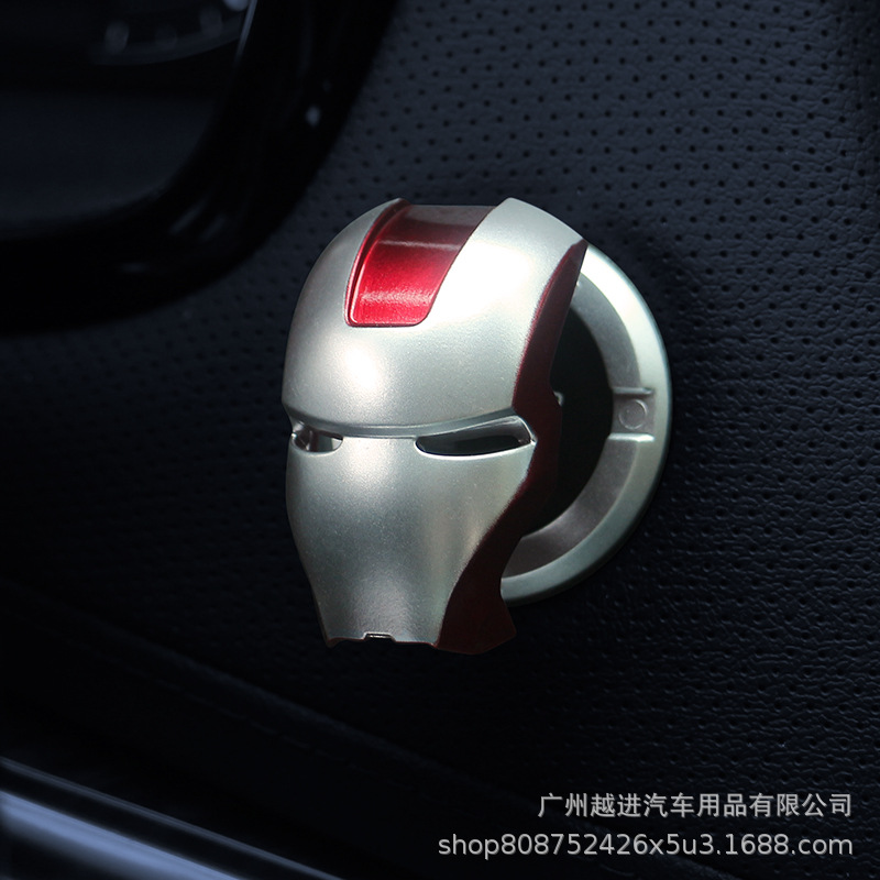 Coche de Un clic en el botón de Inicio decoración Iron Man modificado pegatinas de la cubierta protectora dispositivo de encendido interruptor personalizado pegatinas decorativas