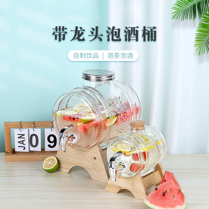 泡酒玻璃罐大罐带龙头大号加厚木塞盖密封饮料人参药高透家用