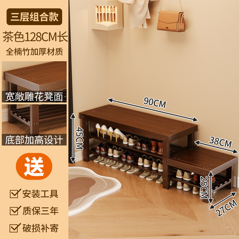 Estante de zapatos simple de madera doméstica puerta de entrada tallado estante de almacenamiento multicapa porche de almacenamiento estante de almacenamiento armario de zapatos