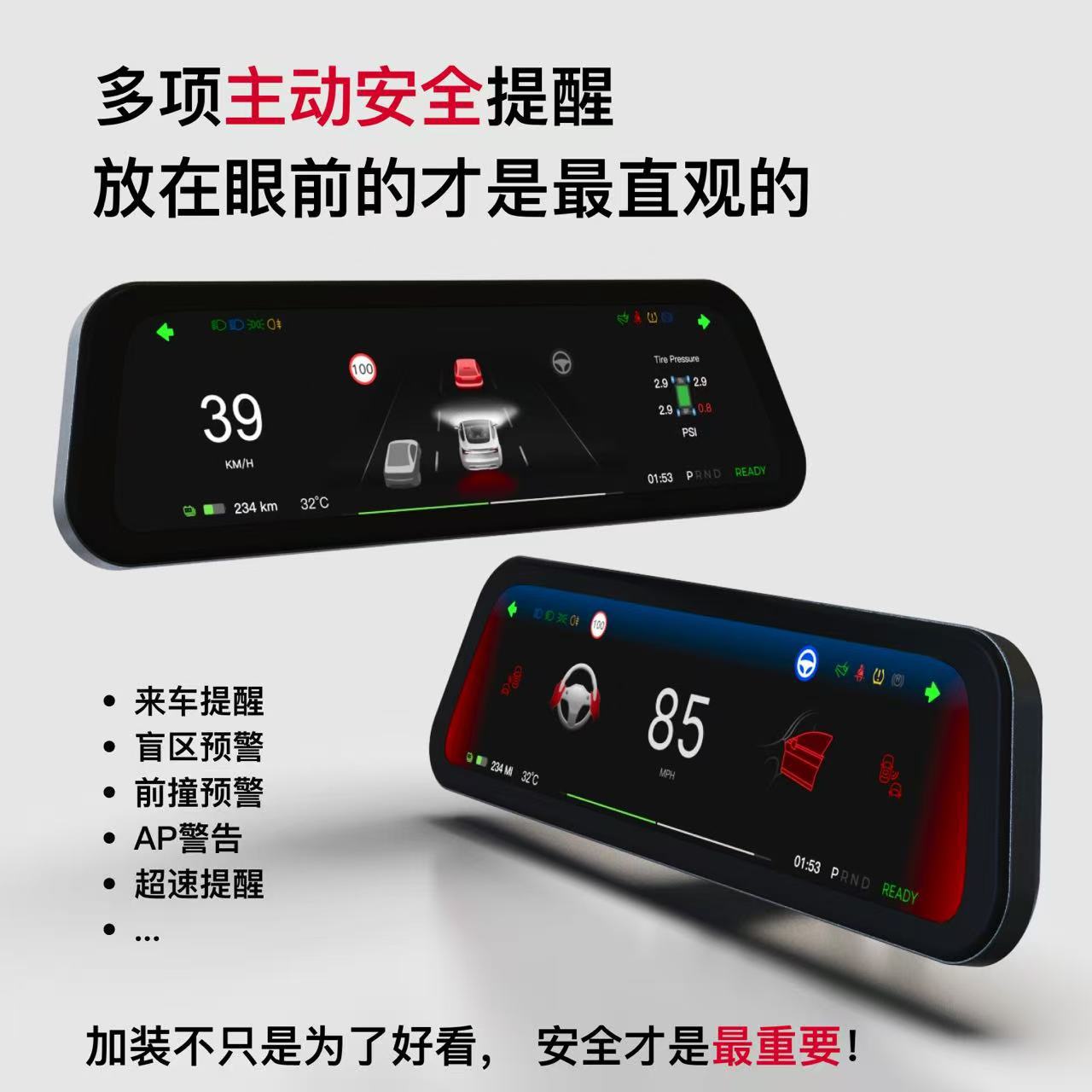Lcd Dashboard Display Touch Screen Suitable for Tesla Model 3 & Model Y, Supports Carplay In-Car Use