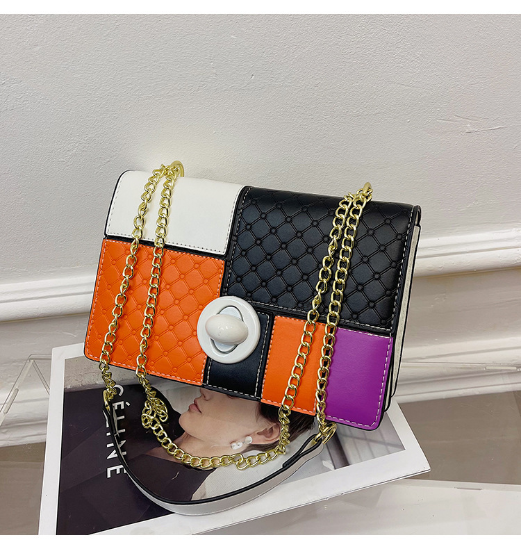 Piccola borsa a tracolla quadrata con catena borsa elegante_voghion.com