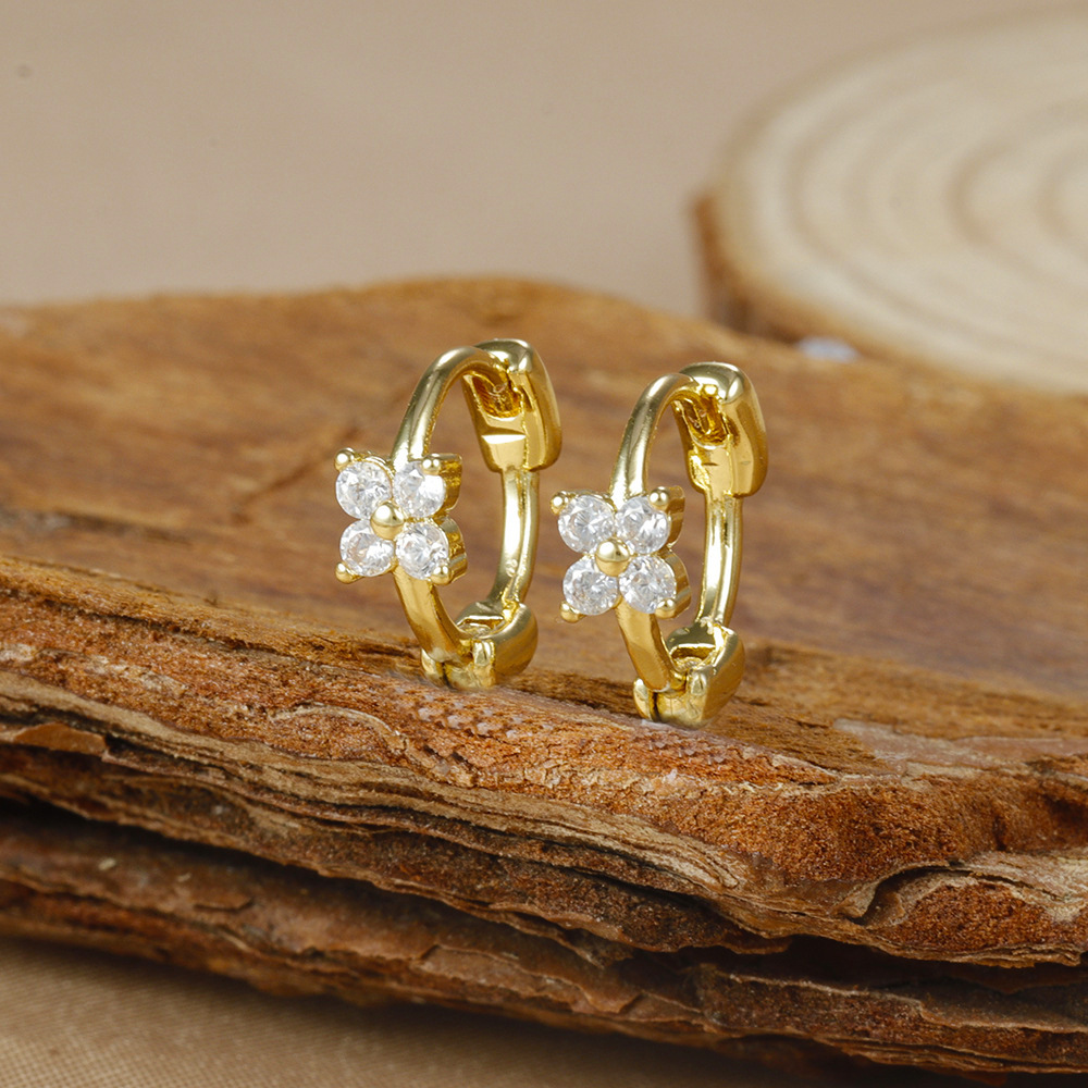 1 Par Elegante Geométrico Gotitas De Agua Enchapado Cobre Circón Pendientes De Gota Aretes display picture 8