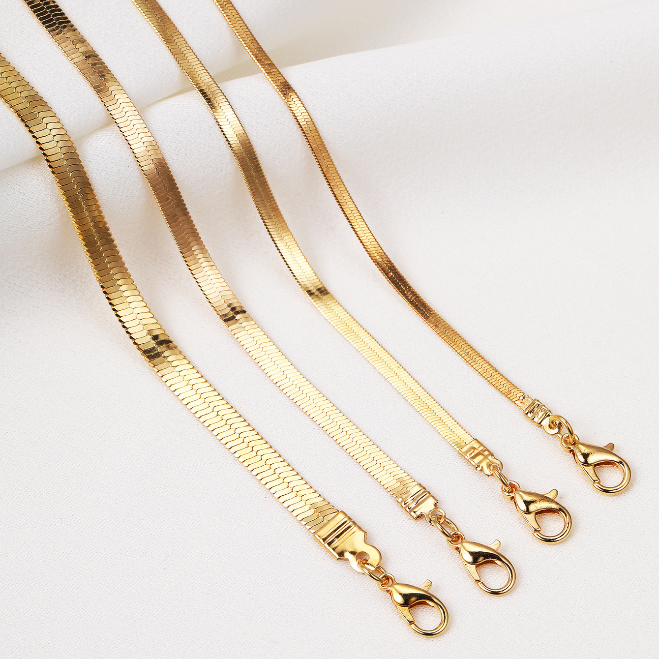  Hot ins Flat Snake Bone Chain 2mm Short chocker Stacked 3mm necklace_voghion.com