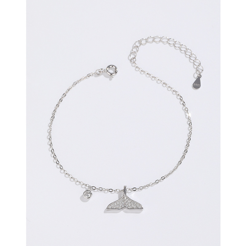 925 plata esterlina fishtail pulsera femenina ins nicho diseño coreano simple joyería personalizada novias pareja regalo de cumpleaños