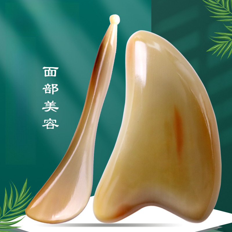 White buffalo horn scraping plate face facial beauty eye muscle bar cervical spine leg general meridian massage