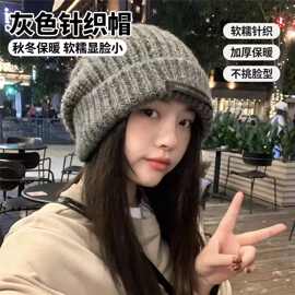 秋冬款帽子女大头围显脸小韩版ins百搭时尚毛线帽宽松保暖针织帽