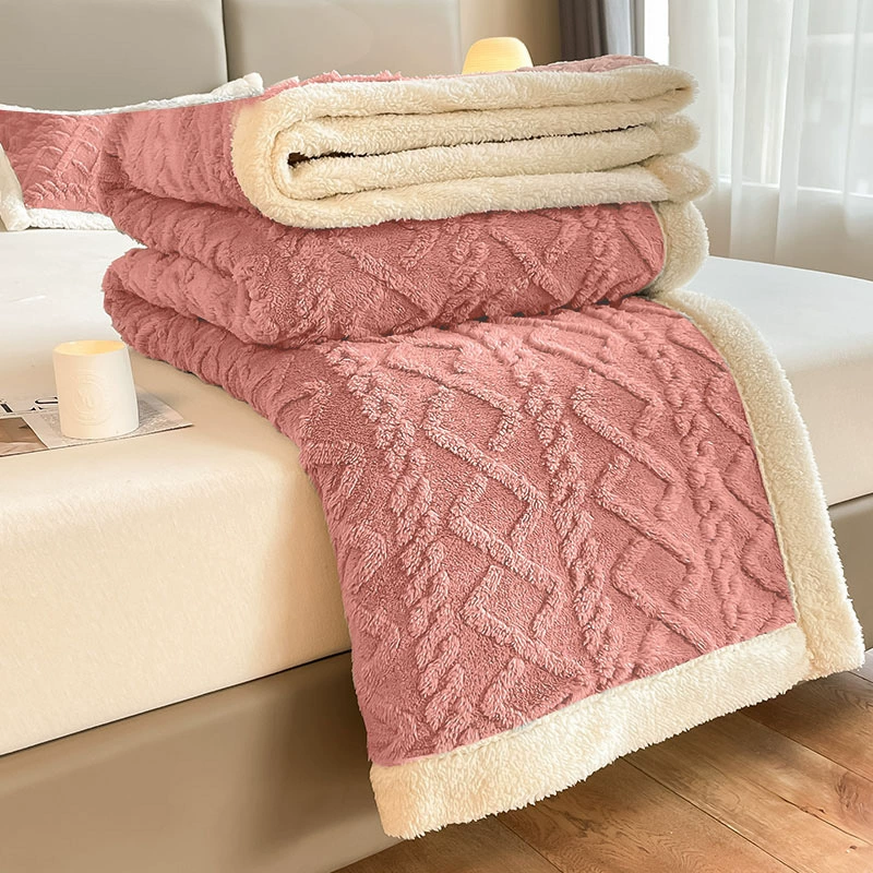Коралловый диванный чехол-одеяло, бархат и овечья шерсть, реверсивный, размеры 100×150–200×230 см