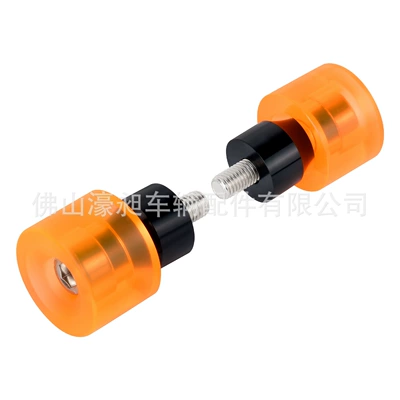 Motorcycle bumper, gliding one-word rear bumper protection - wheel-guards-orange-black-pair