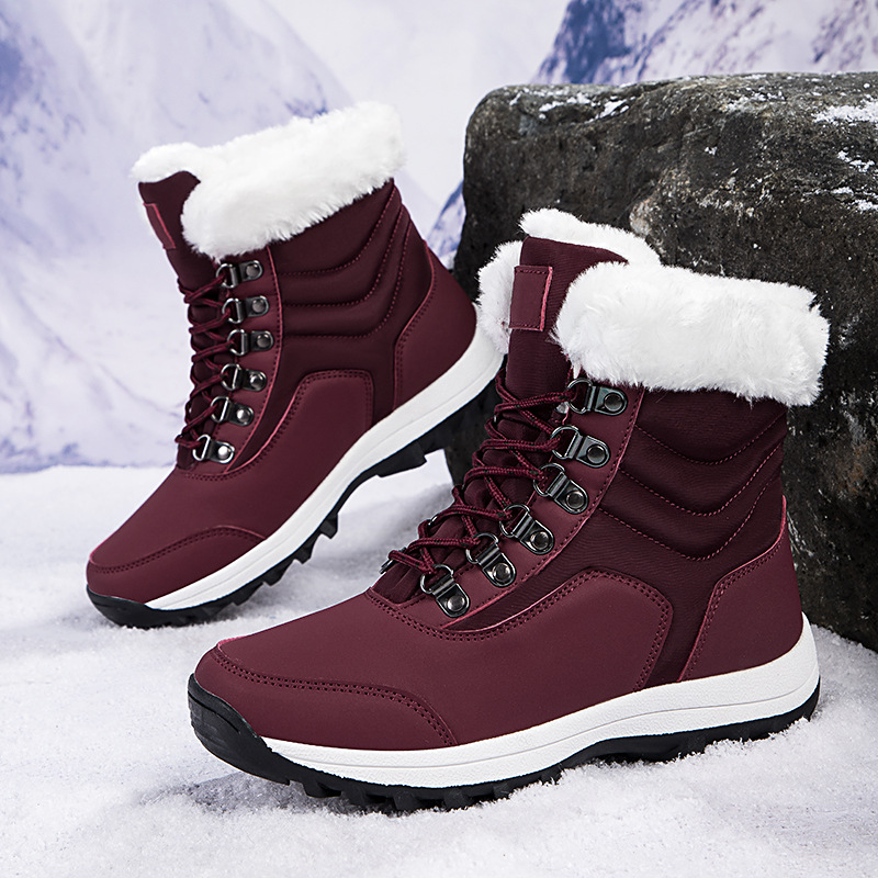 Botas de algodón de invierno para mujeres al aire libre más vello grueso calentamiento botas de nieve de comercio exterior zapatos de mujer de tamaño grande