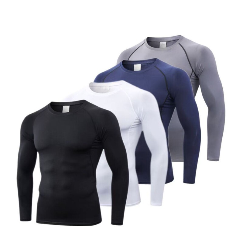 2025 New Hot Quick-drying Men's Fitness Suit Compressed Long Sleeve Round Neck Breathable Running Tight Quick-drying Clothes for Men