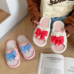 踩屎感涼拖鞋女春夏新款厚底外穿可愛少女心一字拖蝴蝶結拖鞋批發