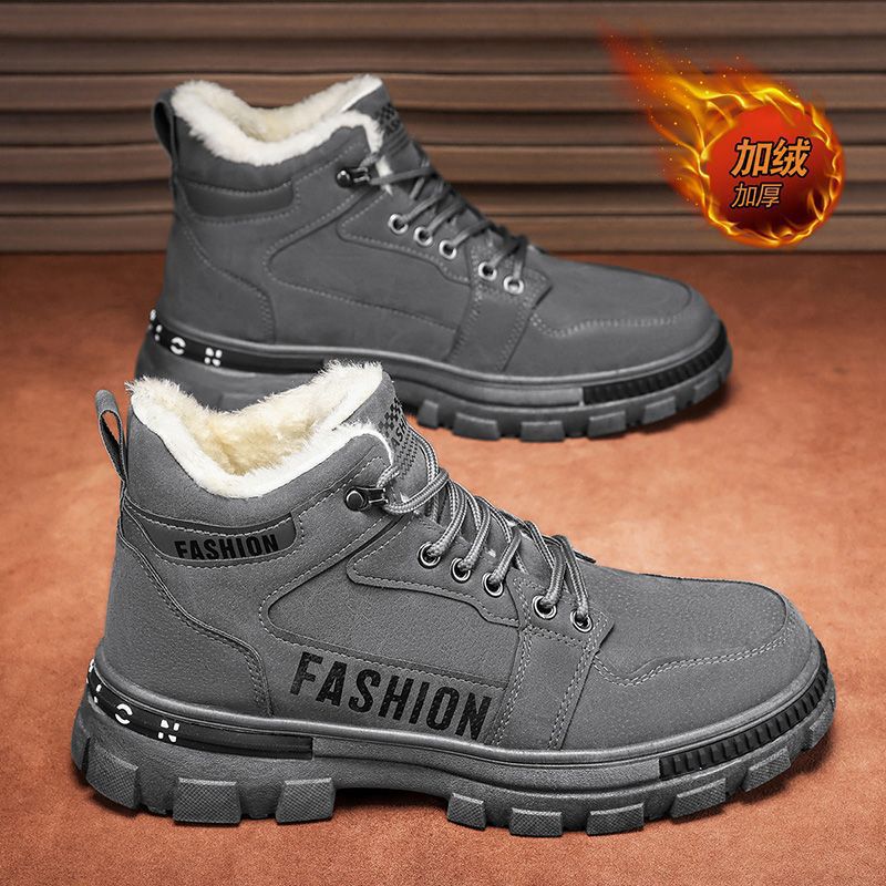 Zapatos de invierno para hombre 2025, nuevo estilo, forrados de lana, gruesos, cálidos, de algodón, deportivos, antideslizantes, de trabajo, estilo Martin, de seguridad, modernos. image 4